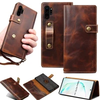 for coque samsung note 20 ultra s20 plus note 10 s10 real leather flip wallet finger strap grip cover case for samsung s20 funda