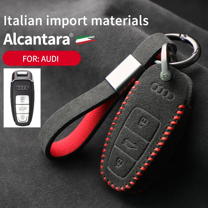 

Car Key Case for Aodi A6L/A8/A3/A4L/A7/Q7/Q8 Alcantara Full Cover Key Shell Car Accessories