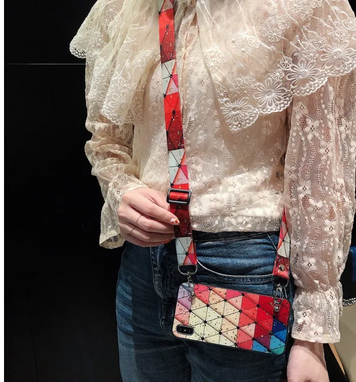 Crossbody strap13 Роскошный блестящий Винтажный чехол для телефона с сердечком и цепочкой для samsung galaxy note10 S10 S8 S9 plus note8 note9 s10e чехол шарф - Цвет: Crossbody strap13