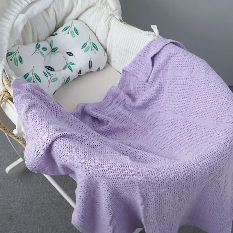 Детское Хлопковое одеяло для коляски новорожденных фотосъемки однотонное