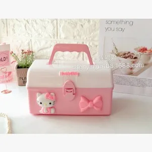 Hello kitty Пластиковый Контейнер Для Хранения Подарочная игрушка коробка для ювелирных изделий ящик для косметики Настольный органайзер для таблеток - Цвет: 2