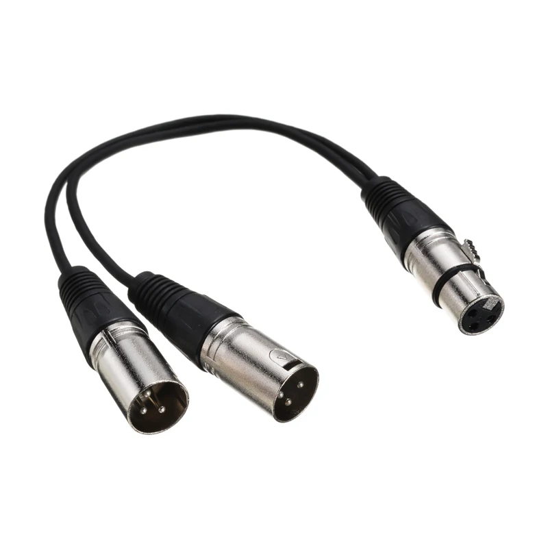 

3Pin XLR Female Jack to Dual 2 Male Plug Y Splitter 30cm Adapter Cable Microphone Cable Adaptor Cord for Mixer Microphone Guitar