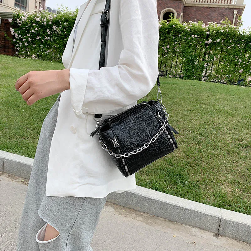 Женские сумки на плечо кожаная сумка ведро женские молнии из кожи аллигатора