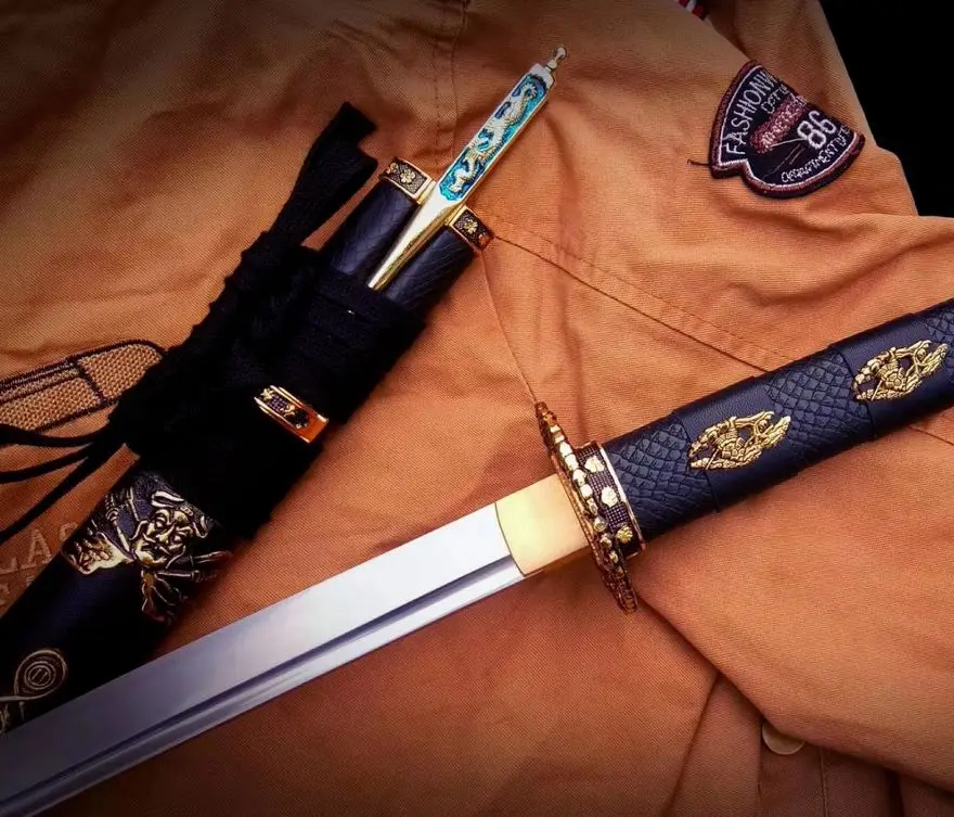 

Handmade yataghan Sabre Sword WUSHU Dao hammer spring steel Blade Lucky beast