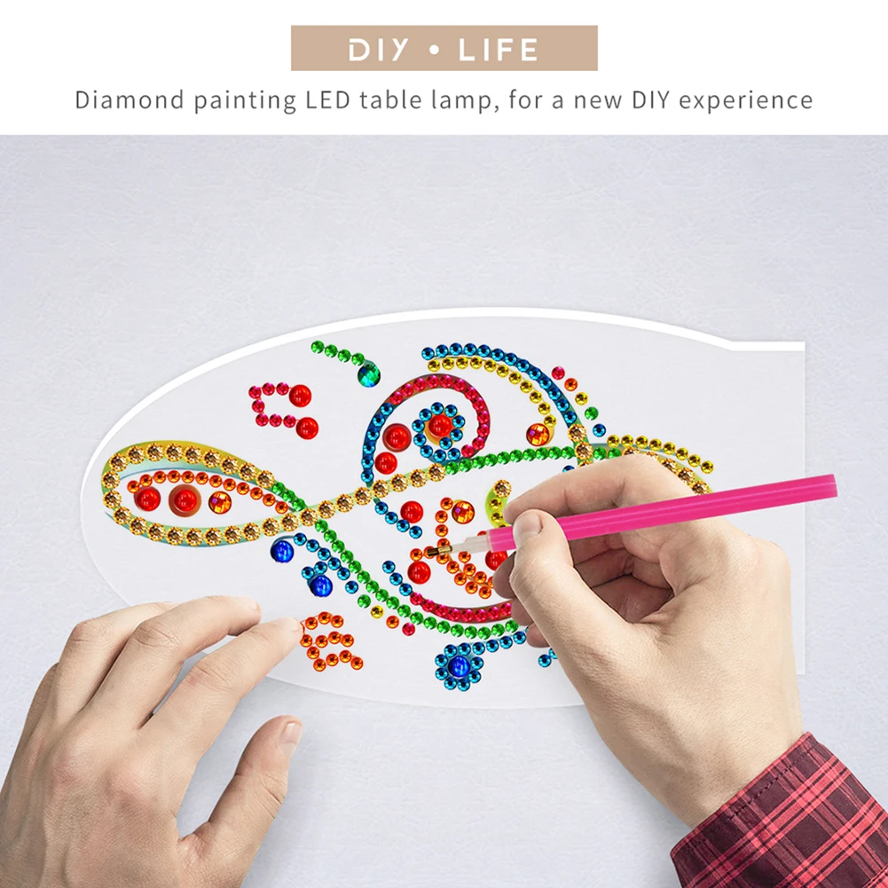 

DIY Diamond Painting Lamp Musical Note LED Desk Light Special Shaped Snowmen Rhinestones Night Light Needlework Kit Home Decor