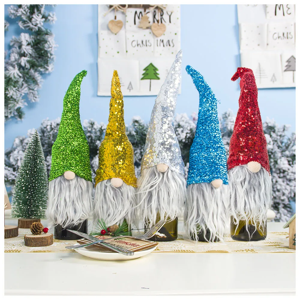 Новогодний Рождественский Декор сумки для бутылок вина чехол рождественской