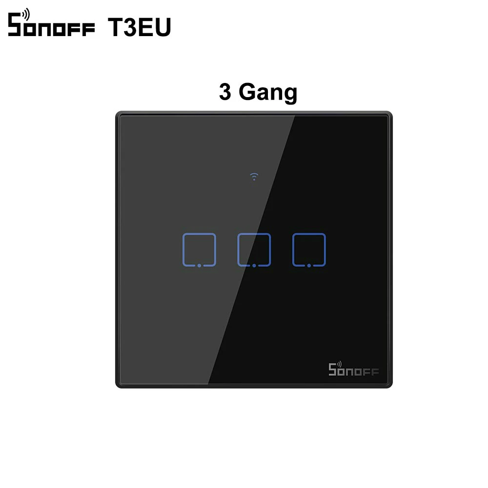 Sonoff T3 EU 3 Gang SONOFF T1 T2 T3 TX пульт дистанционного управления RF/Voice/APP/Touch control EU/US/UK Wifi умная потолочная лампа с ИК датчиком-выключателем сенсорный экран с Google Home Alexa - Цвет: Sonoff T3 EU 3 Gang