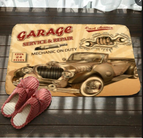 

Doormat Vintage Car Mat Non-slip Kitchen Mat Bathroom Rug Modern Home Decor Bedroom Mats And Carpet Flannel Protective Floor Mat