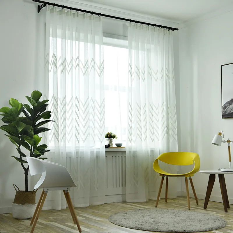 

Mordern Simple Sheer Window Curtains Tulle Modern Voile Curtain Window Drapes Solid White for Kitchen Living Room