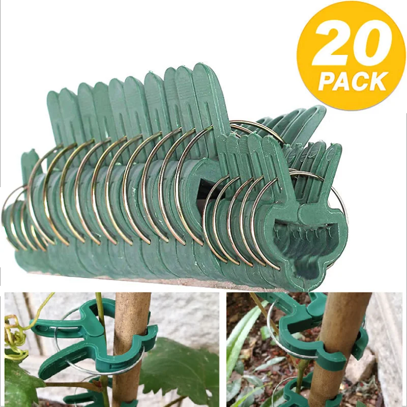 

20Pcs Reusable Garden Plant Fixed Clip Vines Grape Support Fastener Vegetables Flowers Clamp Greenhouse Bracket Connector Clip