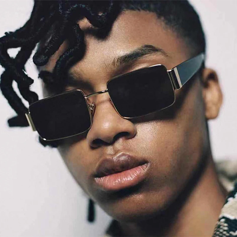 

Female Personality Metal Frame Sunglasses Unisex Glasses Hip-hop Trend Retro Rectangular Eyewear For Women Men Sun Glasses UV400