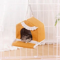 hamster bed hammock soft guinea pig house bed cotton bird nest house bed warm hanging hamster cage orange and white pet supplies