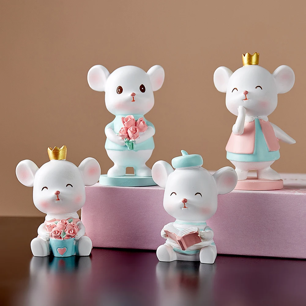 Мини симпатичная статуя мыши в скандинавском стиле Современная полимерная