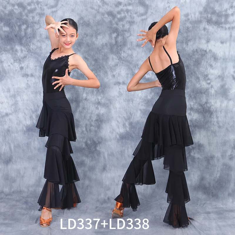 Новинка Костюмы для латинских танцев девочек Детская одежда занятий латинскими