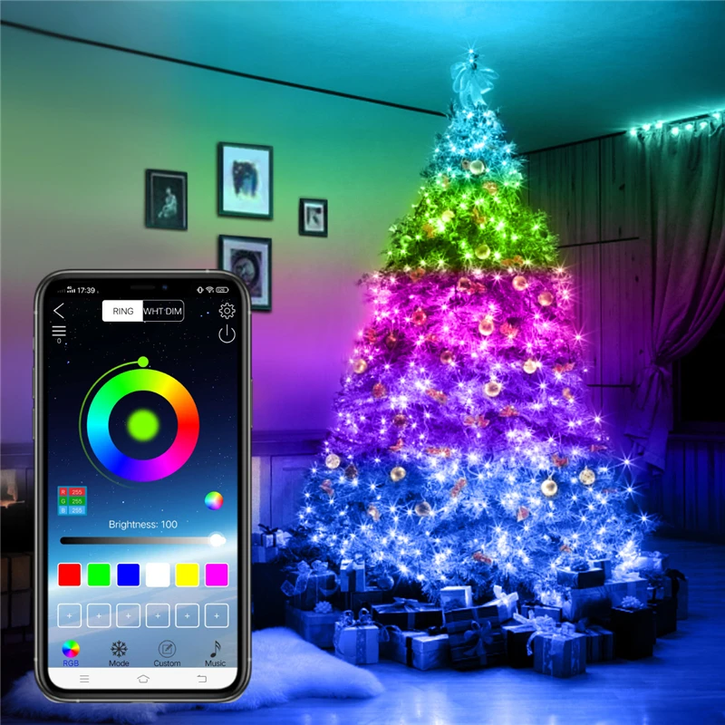 

Bluetooth Christmas Light RGB USB Fairy Lights 2m/20m Copper Wire Garland LED String Light Christmas Tree Decor Lamp New Year