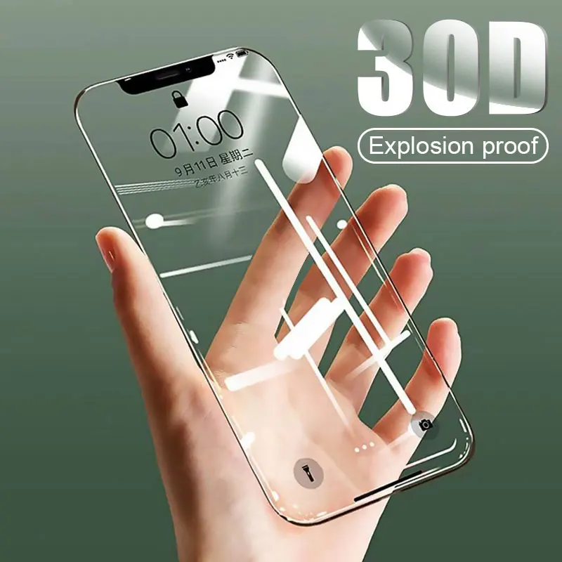 

30D полное покрытие закаленное стекло для iphone 13 12 11 Pro Max защита для экрана Защитное стекло для iphone 12 X XR XS Max стекло