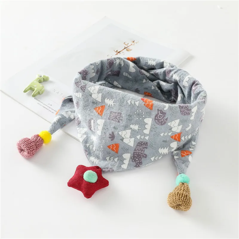 

Children's Triangle Scarf Boys Girls Korean Version New Fashion Wild Warm Scarf Cartoon Cute Simple Pendant Small Scarf A55