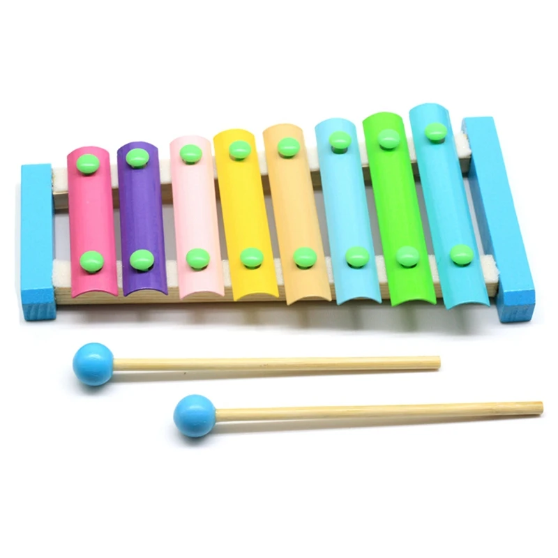 

FBIL-Children'S Musical Instrument Hand Knock on the Piano Toy 8 Tone Colorful Wooden Toy Percussion Xylophone
