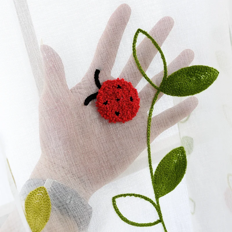 Божья коровка короткие Шторы s для гостиной тюль окна Кухня Прозрачная Вуаль DL WP121