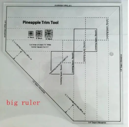big ruler NON-SLIP линейка с ананасом, новая стеганая линейка, инструмент для отделки ананаса, шаблоны, Лоскутная линейка, линейка с квитером - Цвет: big ruler