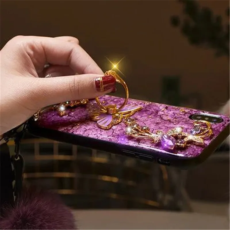 Бабочка стразы чехол для iPhone XS Max 11 Pro 8 кролик волос держатель 7 Plus 6 6s XR X |