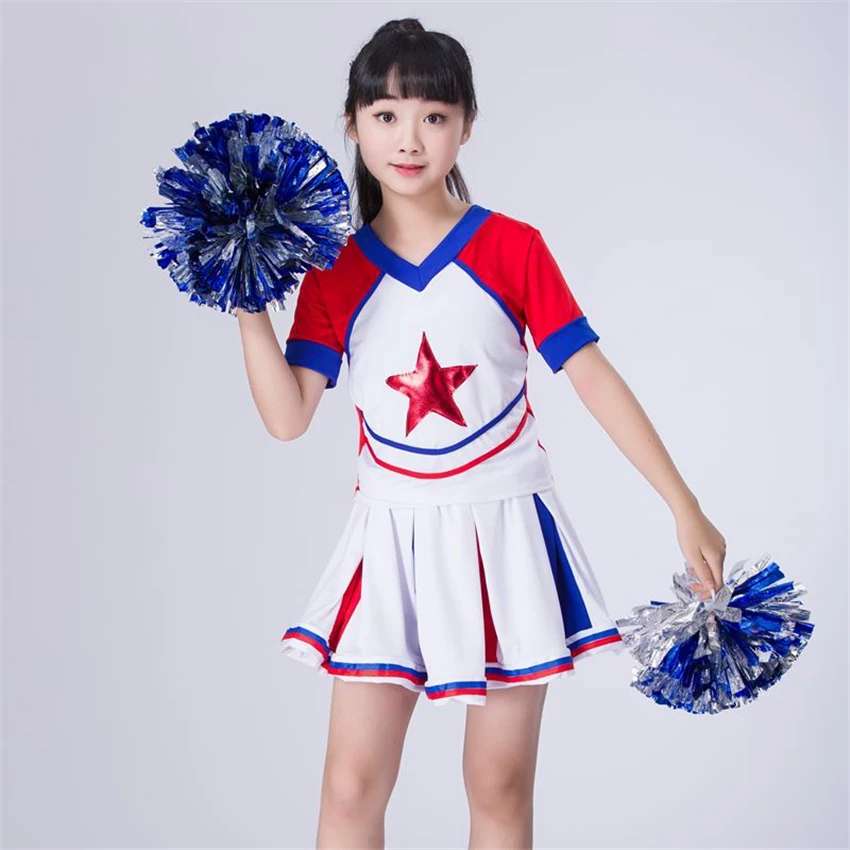 Children Cheerleader Dance Costumes Stage Performance Clothing Gymnastics Sports Meeting School Uniforms for Girls Skirt Set