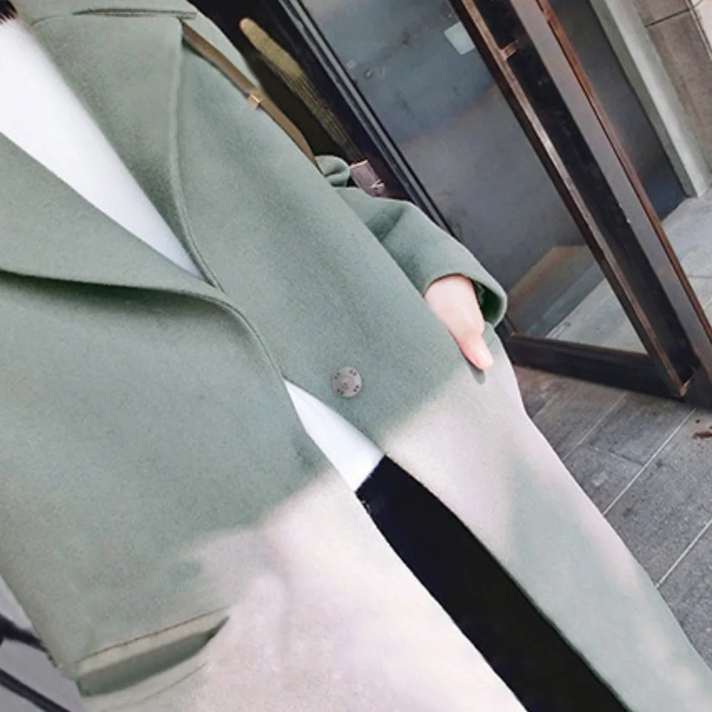 Женский зимний однотонный облегающий длинный Тренч с отложным воротником теплая