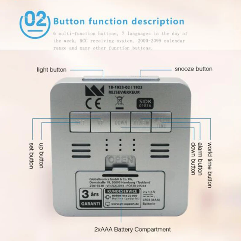 Глобальный Радиоуправляемый будильник с комнатным термометром время повтора