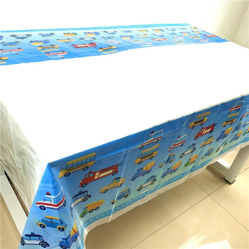 Cartoon cars Tablecloth Construction vehicle party Disposable Table cover for kids happy Birthday Party Supplies 1.08*1.8M | Дом и сад