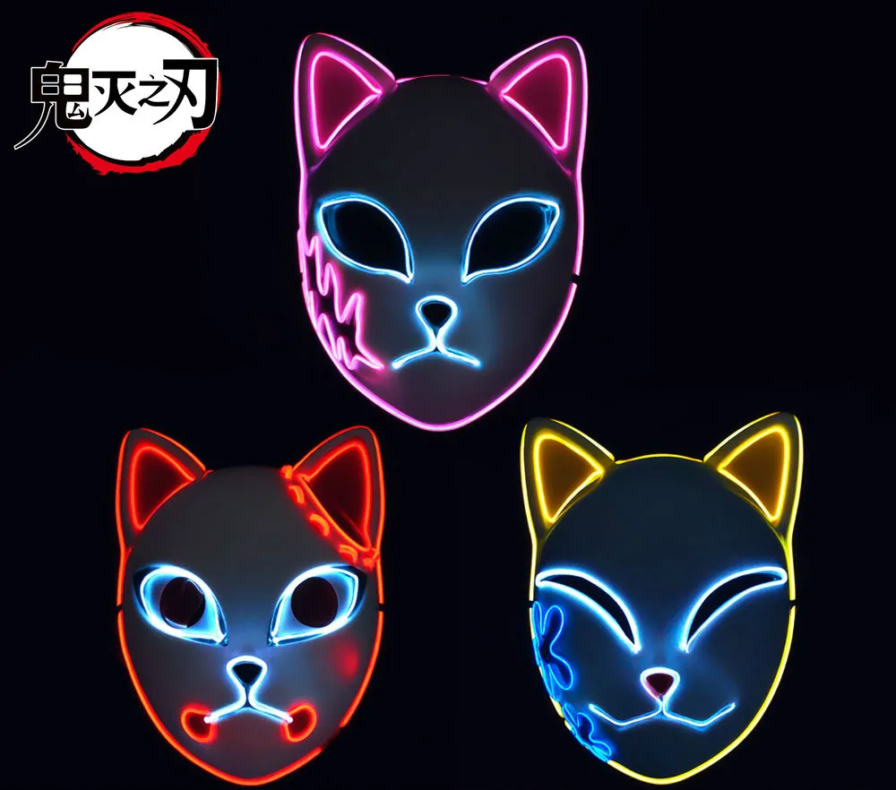 Аниме Демон маска демон убийца светодиодную маску Sabito/Makomo Пластик светодиодный
