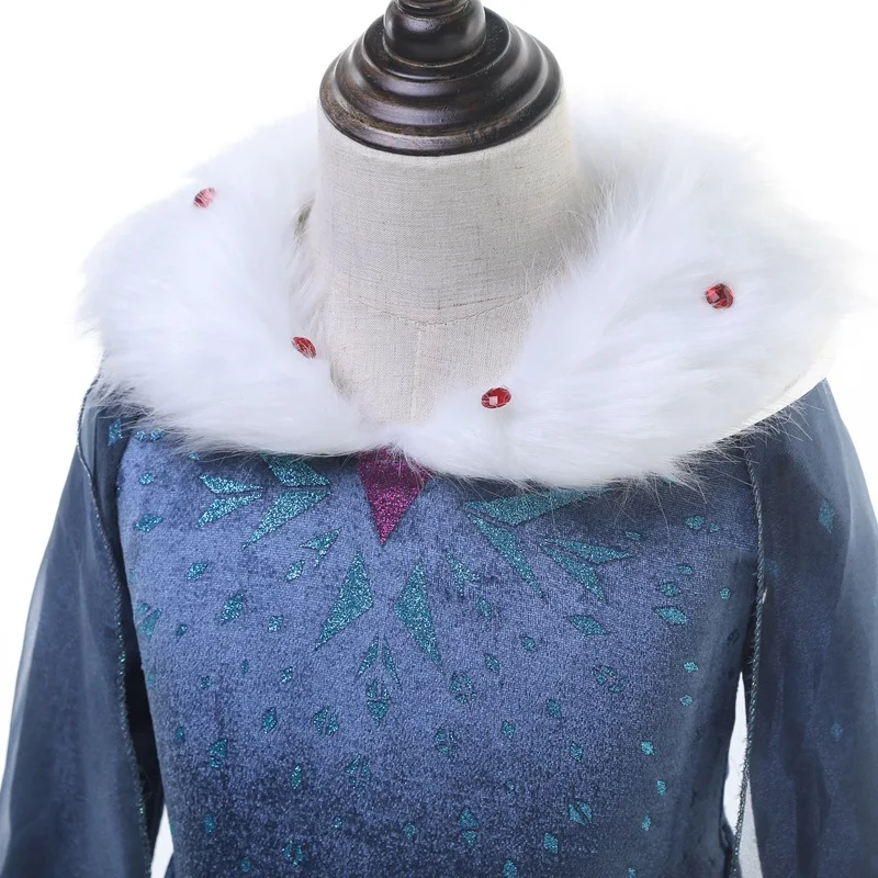 Новинка 2019 осенне-зимнее платье для девочек яркое синее принцессы детские