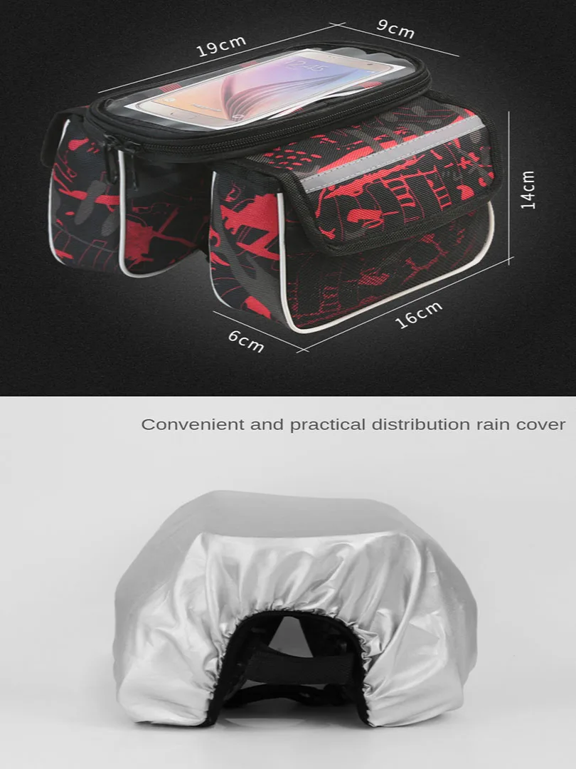 

Nylon Material Touchscreen Bicycle Bag Pouch Bike Bag Rack Front Top Tube Rainproof Bicycle Accessories Bag Riding Equipment