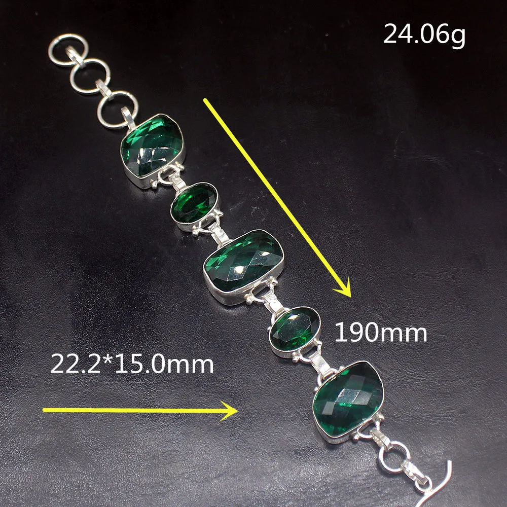 

Gemstonefactory Jewelry Big Promotion Single Unique 925 Silver Sunny Green Topaz Lady Women Chain Link Bracelet 19cm 20213348