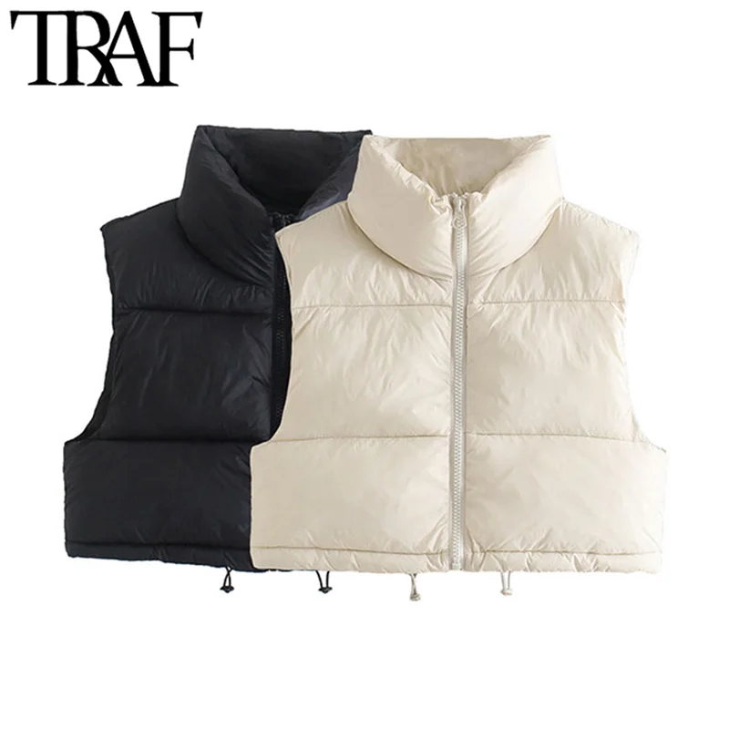 Женский винтажный жилет на молнии с высоким воротником | Женская одежда