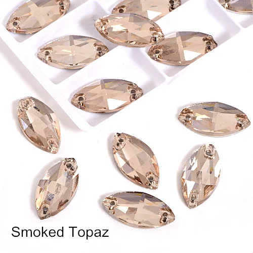 Smoked Topaz Многие Цвета лошадиный глаз пришить стразы маркиза, головастой формы лист с украшением в виде кристаллов Стекло пришить стразы свадебное платье Y1651 - Цвет: Smoked Topaz