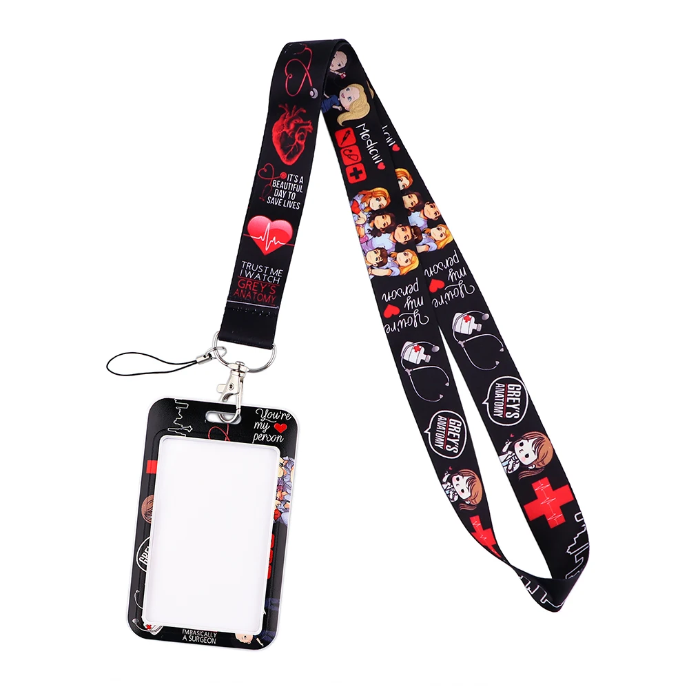CA1392 Grey's Anatomy Lanyard Keychain Multifunction ID Card Badge Holder Camera USB Cell Phone Neck Strap Metal Key Ring