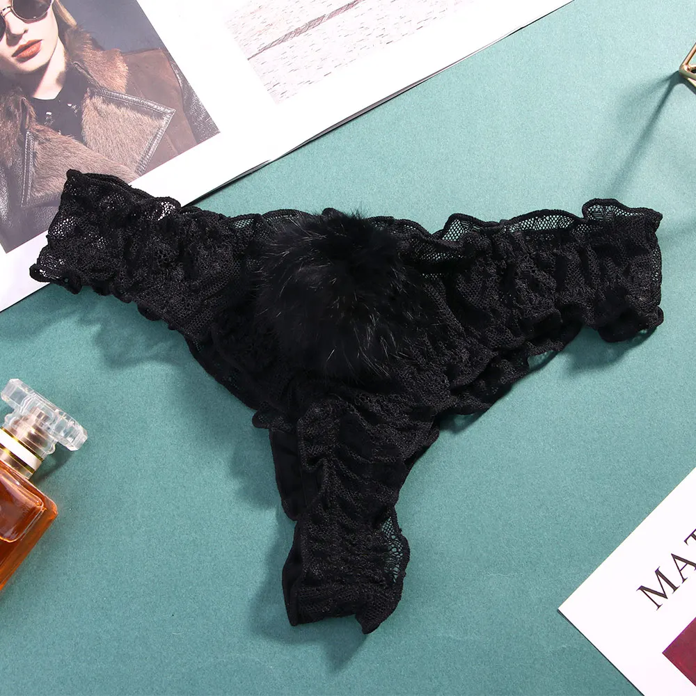 Дышащие сексуальные кружевные трусики с милым кроличьим хвостом женские трусы