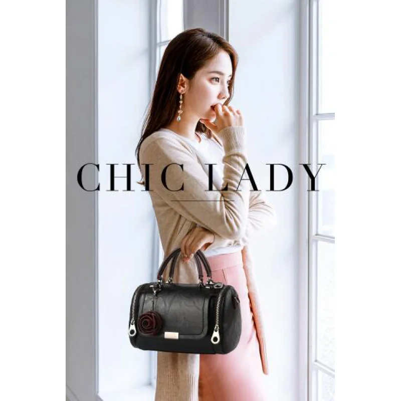 

New tide packet Boston fashion pillow bag Female bag Korean version of the tide chic Handbag messenger bag 25X15X14cm