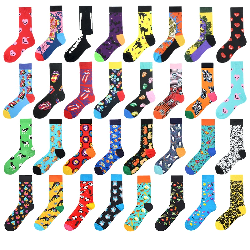 

Новинка, счастливые носки для женщин и мужчин, модные Индивидуальные забавные носки на осень и зиму, удобные дышащие носки унисекс в стиле х...