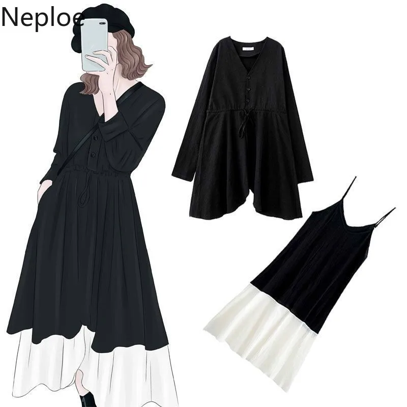 Neploe/Модное Длинное платье контрастного цвета в стиле пэтчворк большие размеры