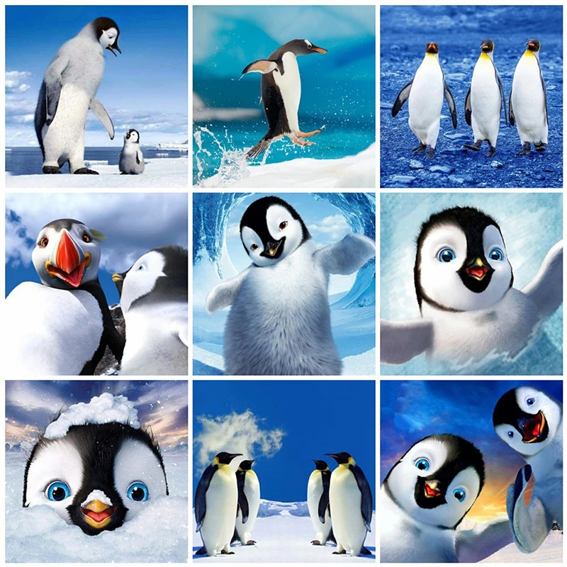 

Diamond Painting Cross Stitch Penguin 5D Diy Full Square Round Diamond Embroidery Animal Mosaic Picture of Rhinestone Home Decor