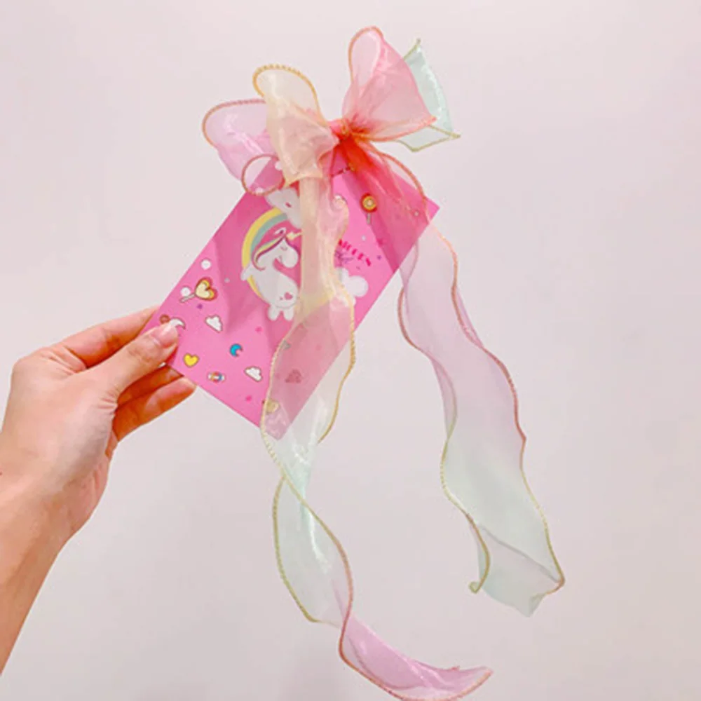 

Organza Girl Bow Headdress Hairpin Children Princess Hair Rope Ribbon Child Clips With Butterfly Knot Head Accessories
