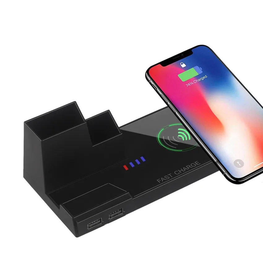 4 в 1 с USB держателем для ручки подставка беспроводного зарядного устройства Qi