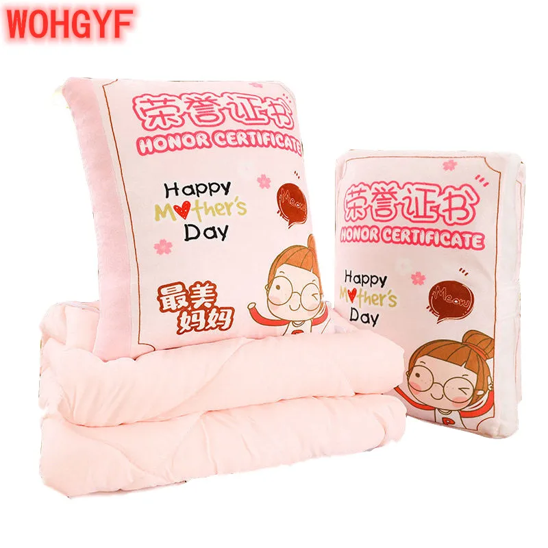 Плюшевая подушка с мультяшным почетным сертификатом одеяло мягкая набивная в