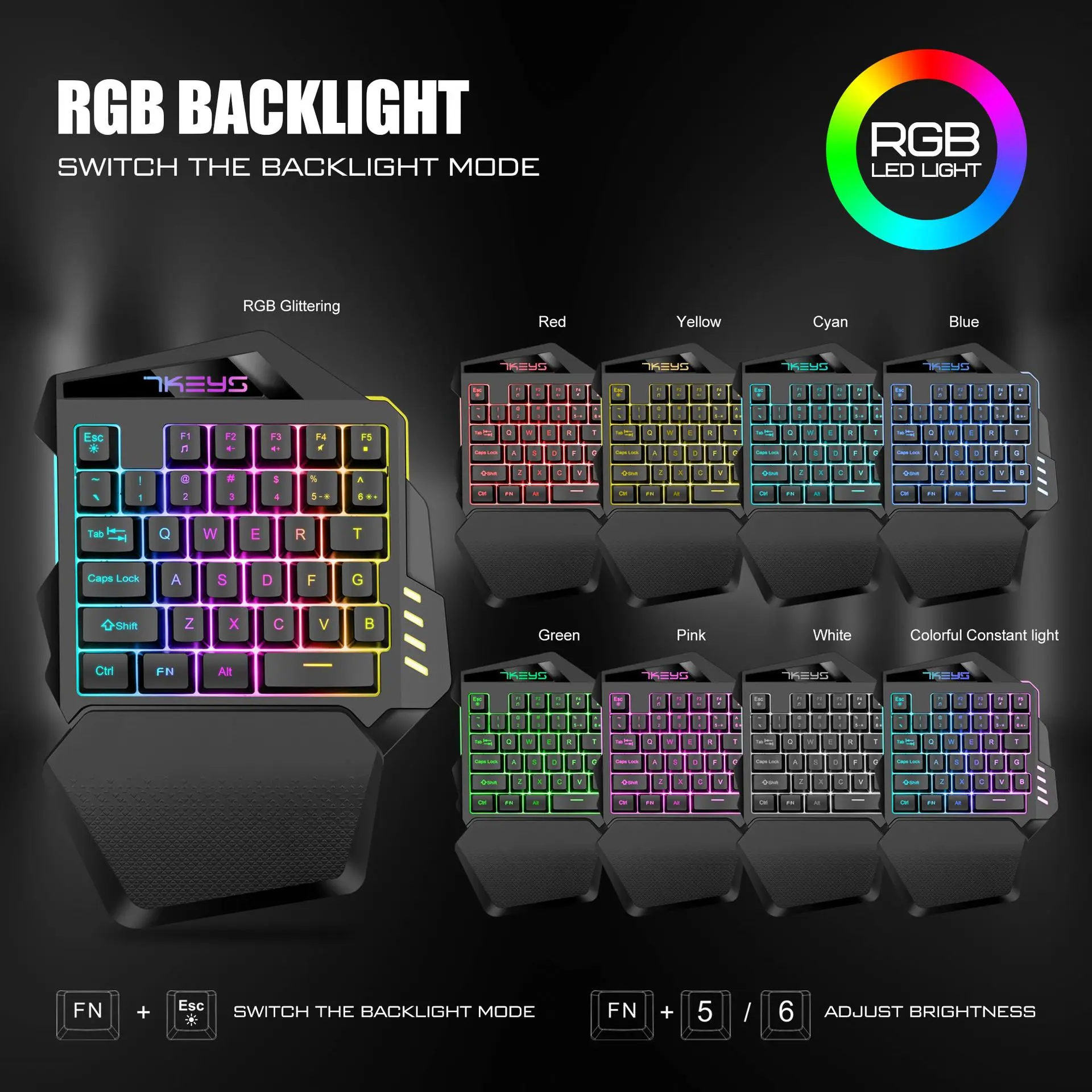 one handed gaming keyboard rgb backlit 35 keys portable colorful rechargeable 2000mah battery keyboard for ps4laptoppc gamer free global shipping