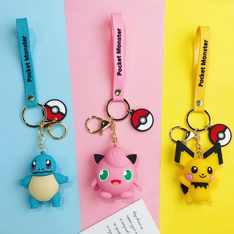 Action Pocket Monster Keychain Toys Cartoon Pokemon Squirtle Pikachu Cute Doll Key Chain Pendant Creative Gift For Childern | Игрушки и