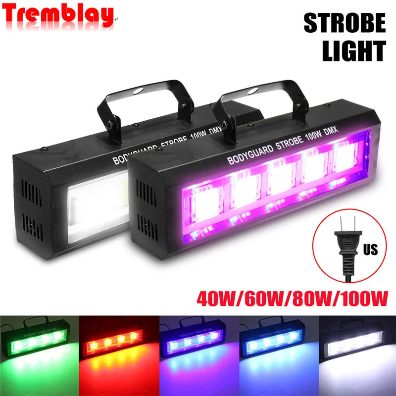

RGB White DJ Disco Strobe Light 40W 60W 80W 100W Remote Control Sound Flash Party Wedding Stage Lighting Effect AC90-240V