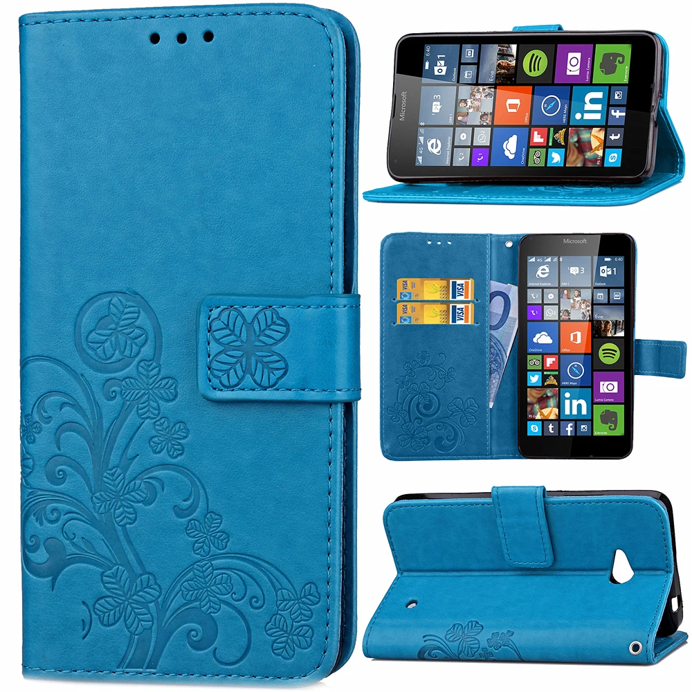 Потрясающий чехол для Microsoft Lumia 640 откидной кожаный бумажник Nokia N640 LTE / Dual Sim с