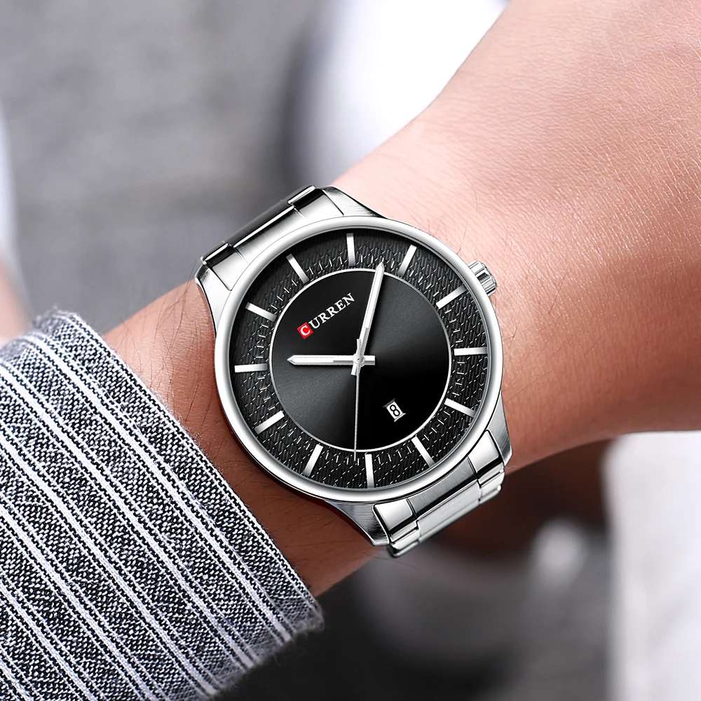 

CURREN Silber Mnner Uhr Edelstahl Classy Business Uhren Mnnlichen Auto Datum Uhr 2019 Mode Quarz Armbanduhr Relogio masculino