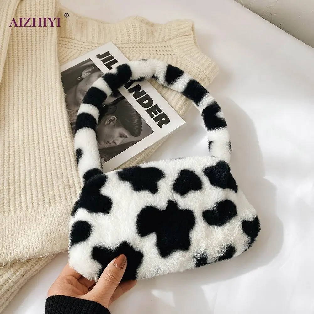 Зимняя модная сумка через плечо Женская плюшевая Осенняя Сумочка мягкий теплый меховой тоут кошелек для